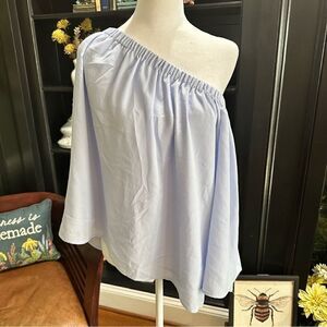 French Connection Blue Off-The-Shoulder Blouse Size M